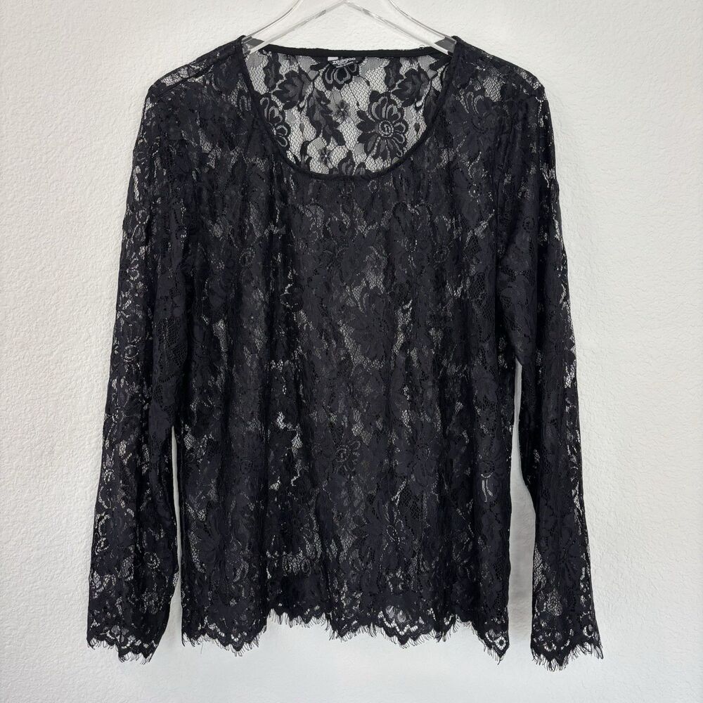 Zeagoo Women's Lace Top XXL Black Whimsigoth Dark Coquette Romantic Goth Floral